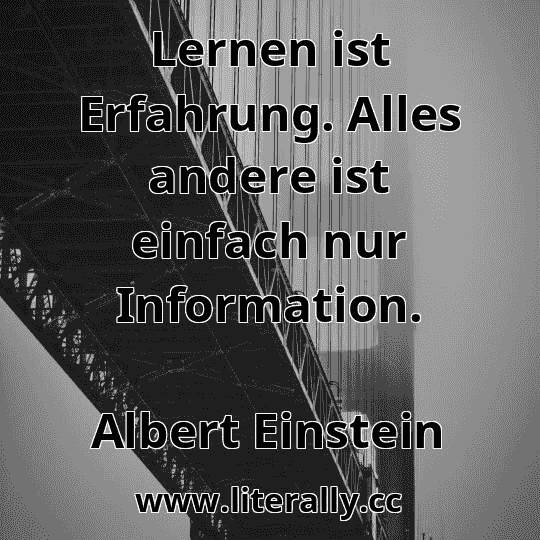 Lernen ist Erfahrung. Alles andere ist einfach nur Information.
Albert Einstein
