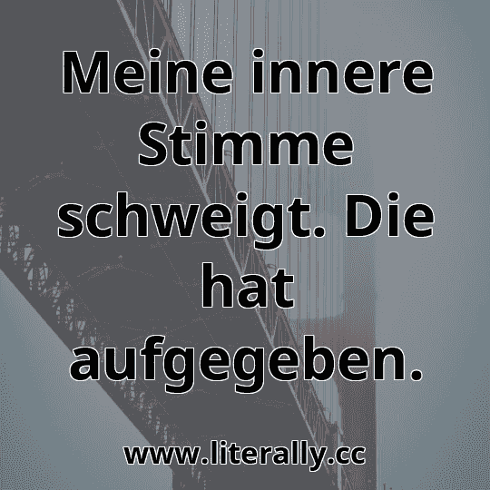 Meine innere Stimme schweigt. Die hat aufgegeben.
