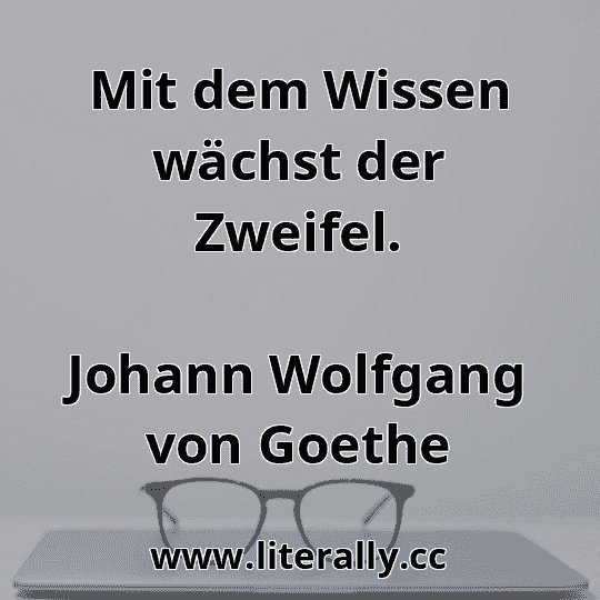 Mit dem Wissen wächst der Zweifel.
Johann Wolfgang von Goethe
