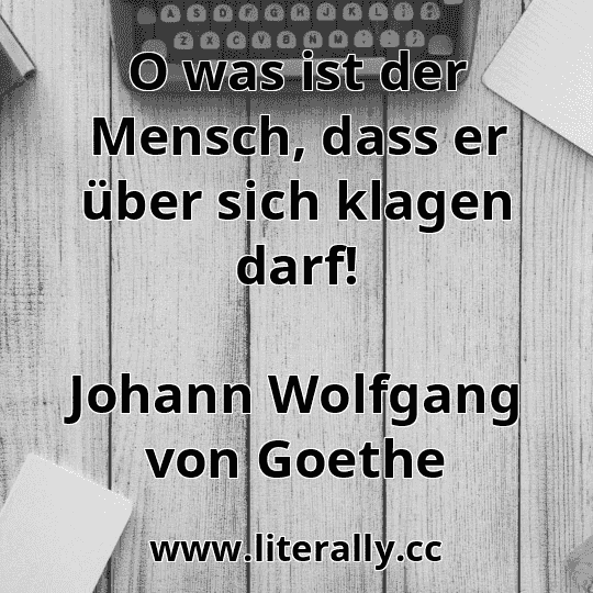 O was ist der Mensch, dass er über sich klagen darf!
Johann Wolfgang von Goethe
