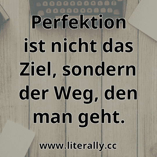 Perfektion ist nicht das Ziel, sondern der Weg, den man geht.
