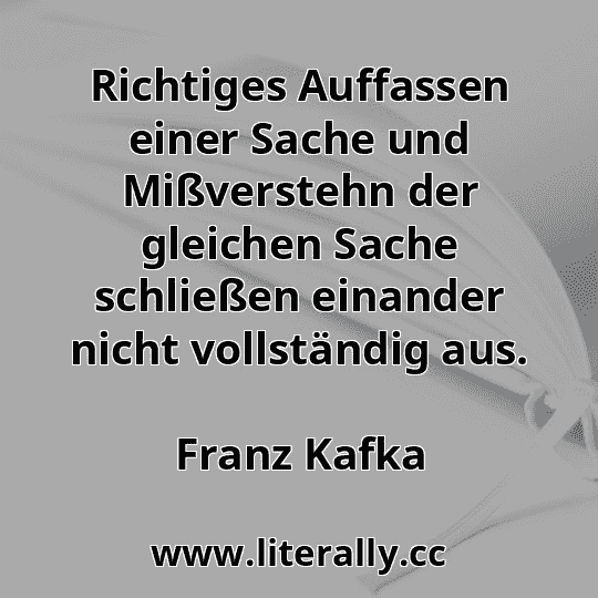 Richtiges Auffassen einer Sache und Mißverstehn der gleichen Sache schließen einander nicht vollständig aus.
Franz Kafka
