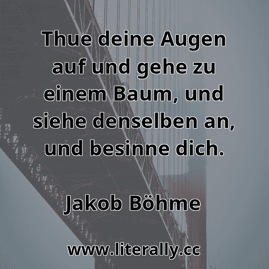 Thue deine Augen auf und gehe zu einem Baum, und siehe denselben an, und besinne dich.
Jakob Böhme
