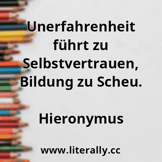 Unerfahrenheit führt zu Selbstvertrauen, Bildung zu Scheu.
Hieronymus
