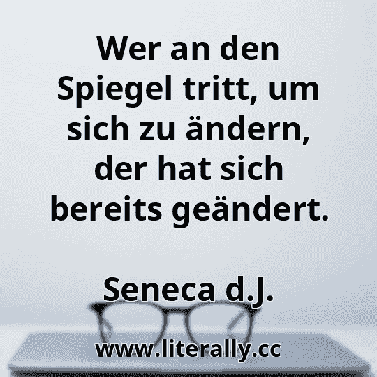 Wer an den Spiegel tritt, um sich zu ändern, der hat sich bereits geändert.
Seneca d.J.
