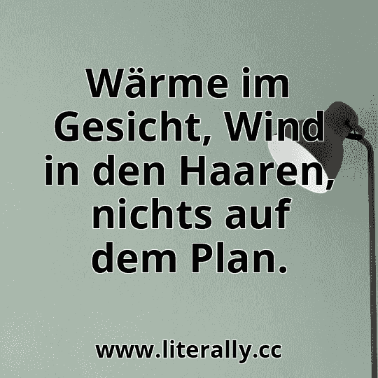 Wärme im Gesicht, Wind in den Haaren, nichts auf dem Plan.
