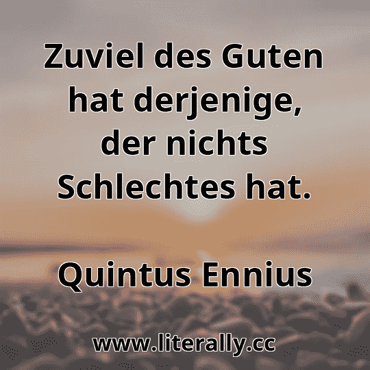 Zuviel des Guten hat derjenige, der nichts Schlechtes hat.
Quintus Ennius
